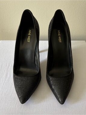 Nine West Black Pointed Glitter Pump